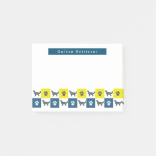 Post-it® Golden Retriever Chien & Paw Yellow & Blue Grid