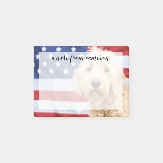 Post-it® Goldendoodle avec drapeau américain (Devant)