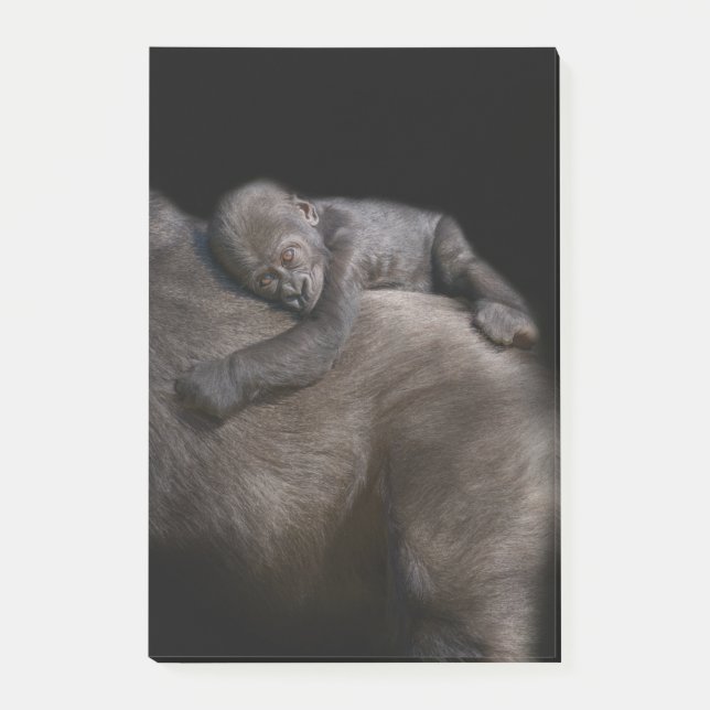 Post-it® Gorilla Baby équitation sur le dos de maman (Devant)