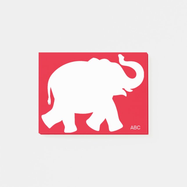 Post-it® Grand éléphant blanc silhouette sur rouge (Devant)