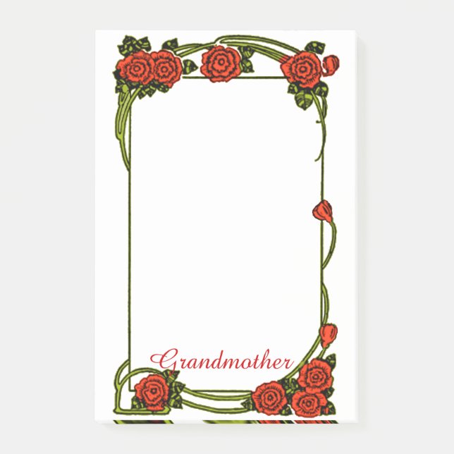 Post-it® Grand-mère - Frontière des Roses Rouges - Grande (Devant)