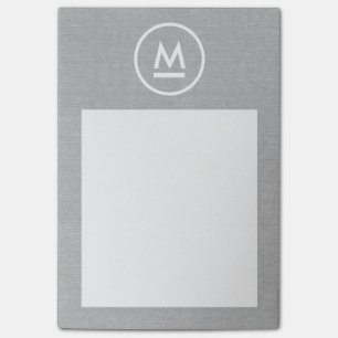 Post-it® Grand Monogramme moderne initial sur lin gris