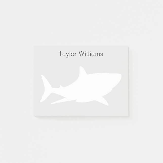 Post-it® Grande silhouette de requin blanc avec votre nom (Devant)