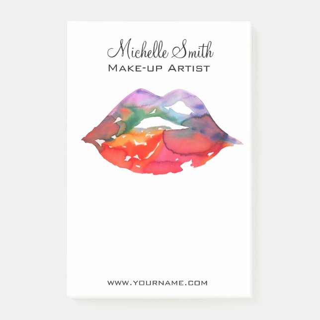 Post-it® Gras Rainbow Lips Aquarelle Dessin maquillage beau (Devant)
