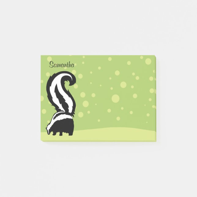 Post-it® Gras Skunk With Green Dots, Ajoutez Votre Nom (Devant)
