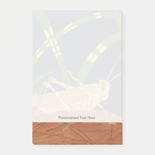 Post-it® Grasshopper en Grass vert sur Arrière - plan bleu (Devant)