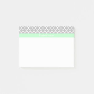 Post-it® Gray White Moroccan #5 Mint Name Monogram