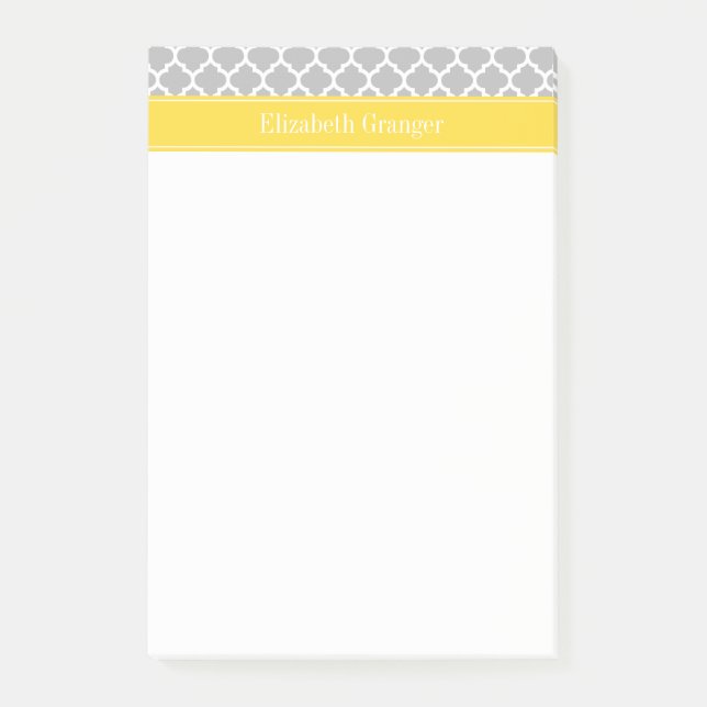 Post-it® Gray White Moroccan #5 Pineapple Name Monogram (Devant)