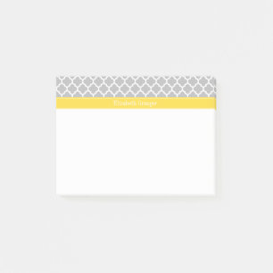 Post-it® Gray White Moroccan #5 Pineapple Name Monogram
