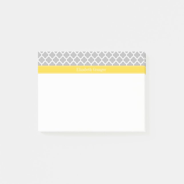 Post-it® Gray White Moroccan #5 Pineapple Name Monogram (Devant)