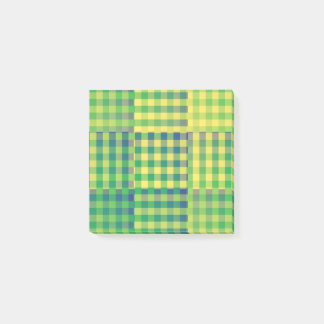 Post-it® Green Blue Yellow Checker Patchwork Pattern