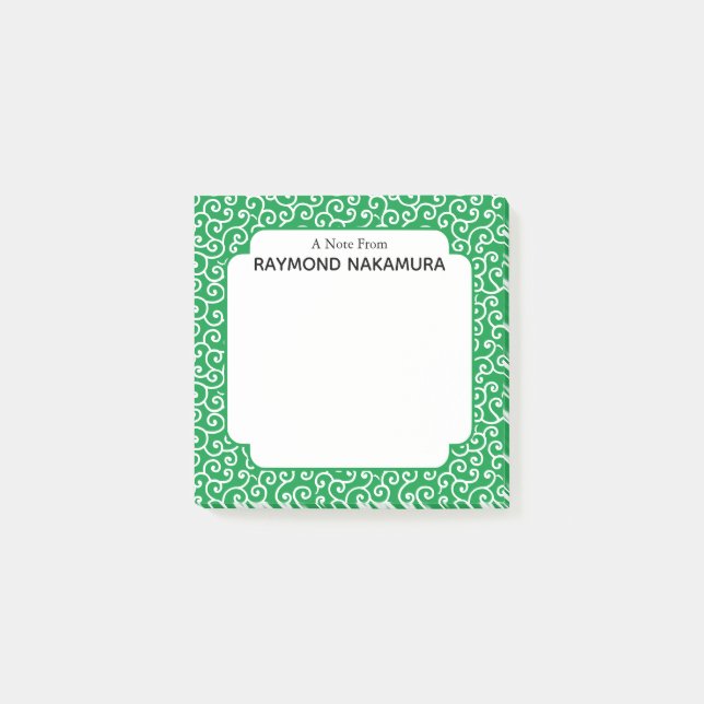 Post-it® Green Karakusa Arabesque Vine Motif (Devant)