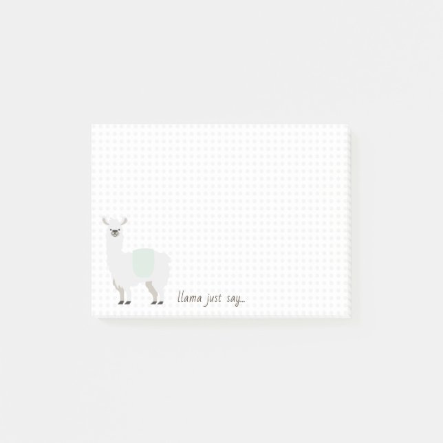 Post-it® Green & White Dot Llama Dit Quelque Chose (Devant)