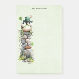 Post-it® Grenouille avec chapeau vert et trèfle mignonne