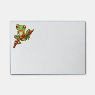 Post-it® Grenouille d'arbre verte mignonne sur une branche