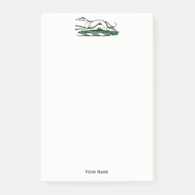 Post-it® Greyhound Whippet à la tête d'un emblème de crête  (Devant)