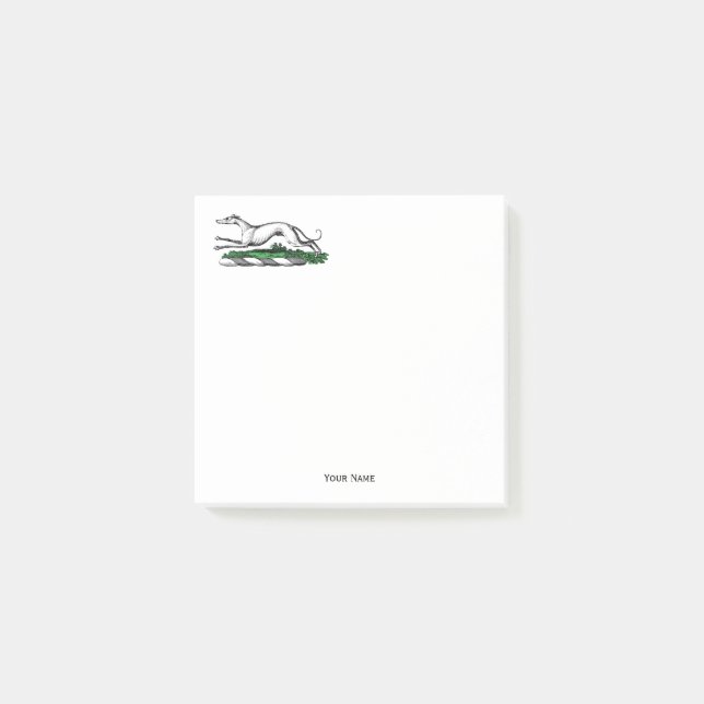 Post-it® Greyhound Whippet à la tête d'un emblème de crête  (Devant)