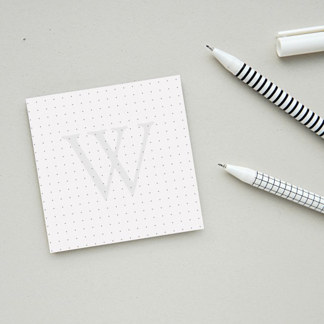 Post-it® Grille de points de monogramme gris (Créateur téléchargé)
