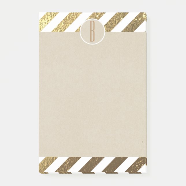 Post-it® Grilles d'huile d'or et blanc Kraft Monogramme rus (Devant)