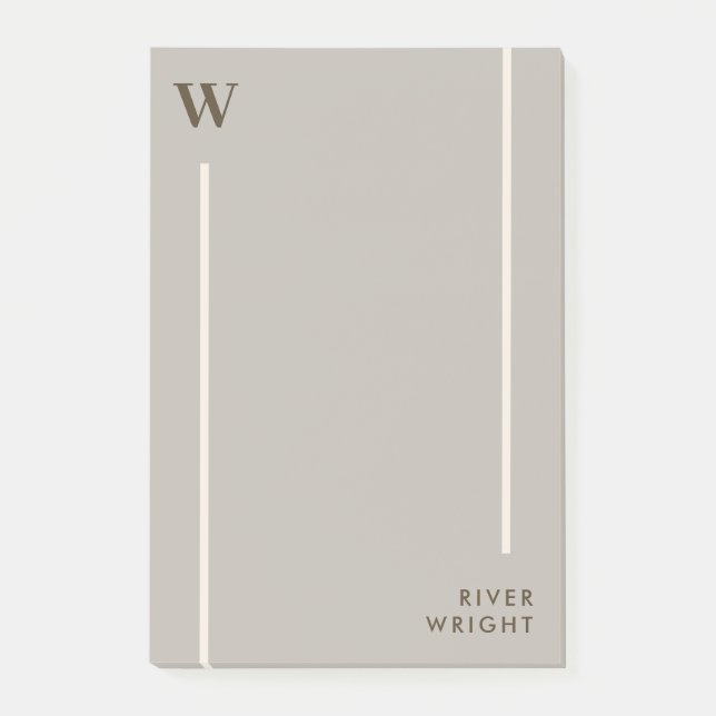 Post-it® Gris de brouillard de goût et Monogramme Brown et  (Devant)