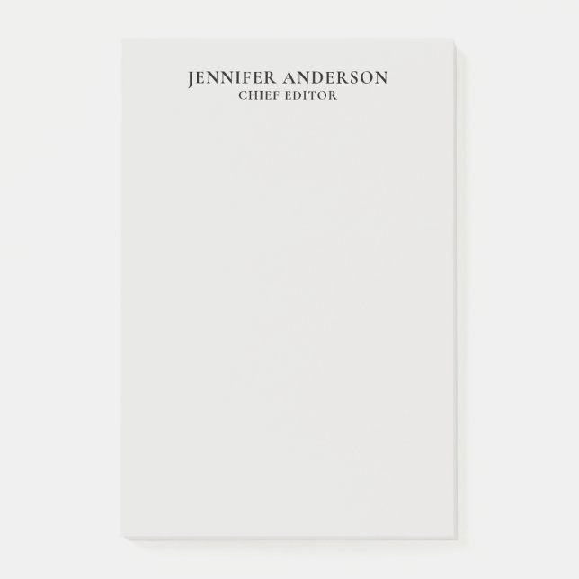 Post-it® Gris Platine Moderne Minimaliste Simple Profession (Devant)
