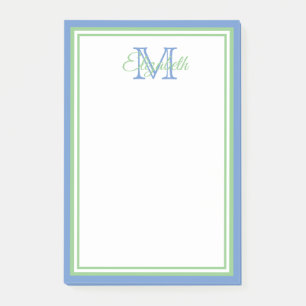 Post-it® Groseilles de Cornouailles Bleu et Monogramme vert