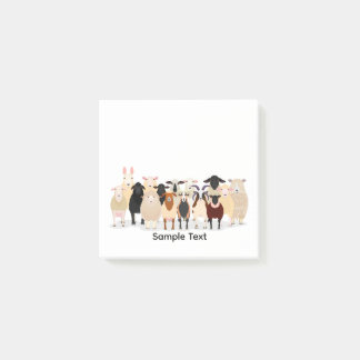 Post-it® group of various breeds of sheep design post it