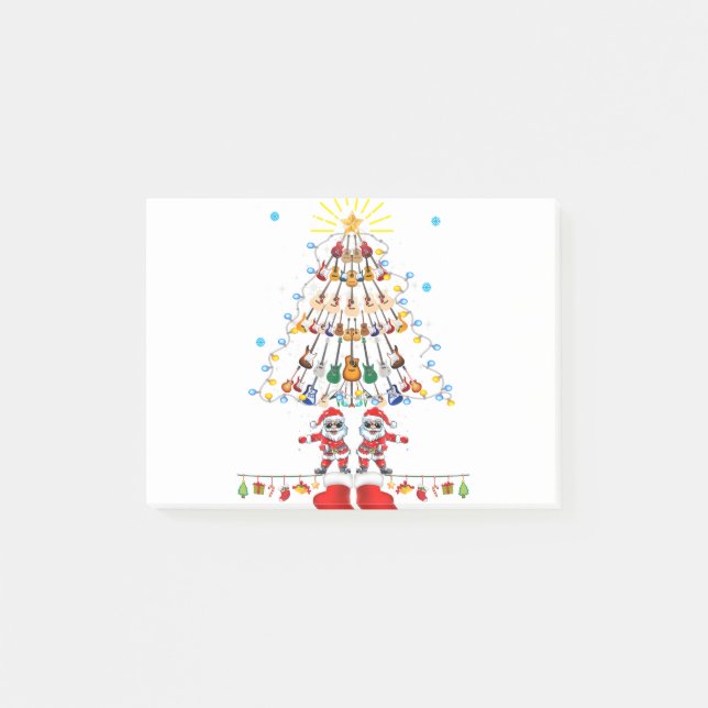 Post-it® Guitar Père Noël Christmas Tree Amoureux de musiqu (Devant)