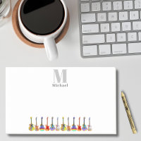 Guitares colorées Musique Professeur Monogramme