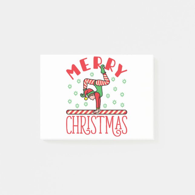 Post-it® Gymnastique Elfe de Noël sur poutre (Devant)