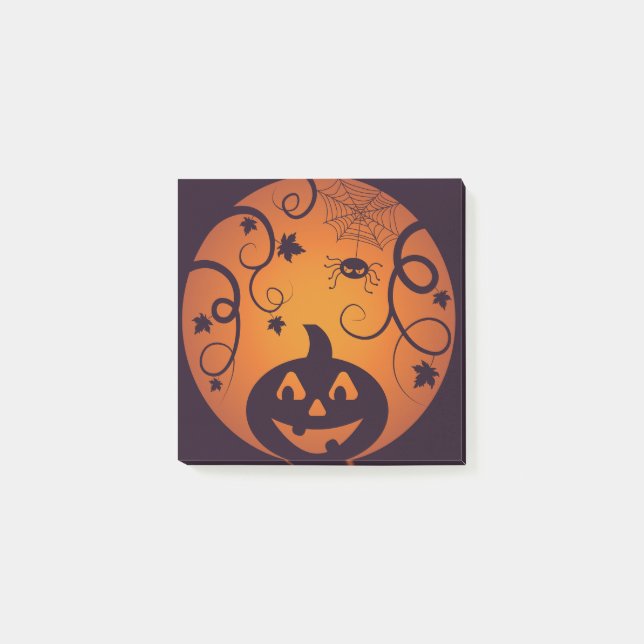 Post-it® Halloween Jack-o'-lantern citrouille visage et ara (Devant)