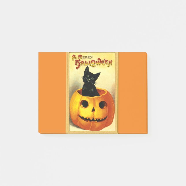Post-it® Halloween Kitty assis à Jack-o'-lantern (Devant)