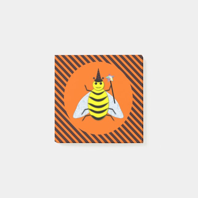 Post-it® Halloween Magic Bee Witch Orange et Black Stripes (Devant)