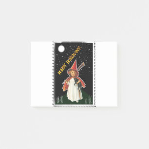 Post-it® Halloween - Petite Fille avec Balai et Chat Noir