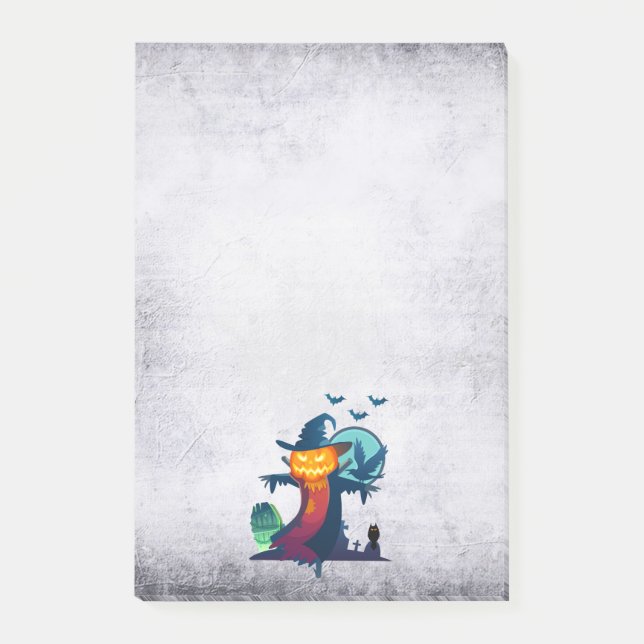 Post-it® Halloween Scarecrow With Bats Crow and Owl (Devant)