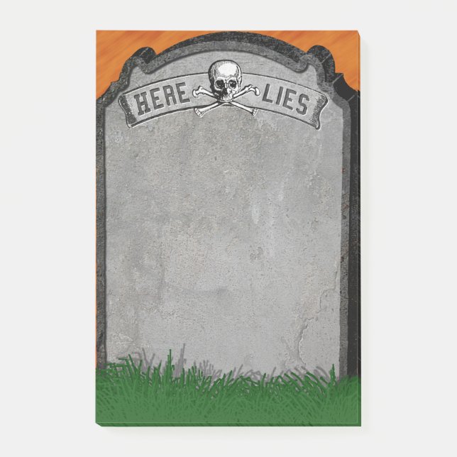 Post-it® Halloween Tombstone Grave Crâne Croisés (Devant)
