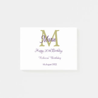 Post-it® Happy 30th Birthday goldenadd name monogram modern