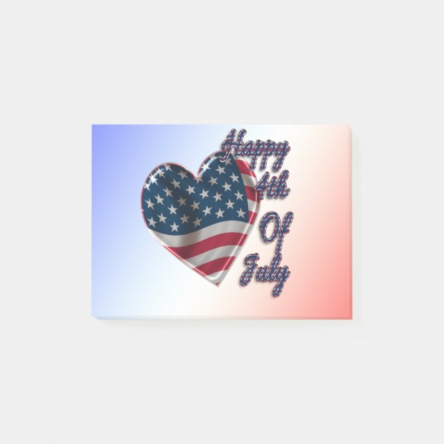 Post-it® Happy 4 juillet USA Flag Heart (Devant)