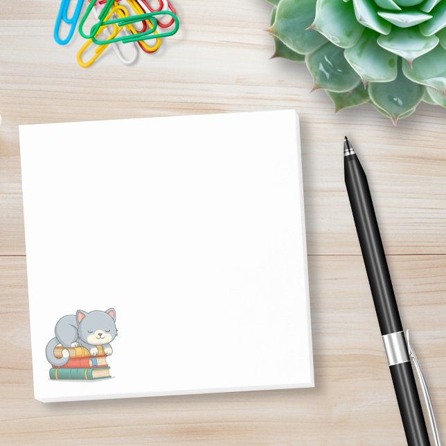 Post-it® Happy Cat on top of a Book Stack (Créateur téléchargé)