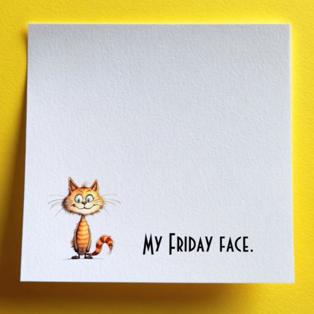Post-it® Happy Orange Cartoon Cat My Friday Face (Créateur téléchargé)