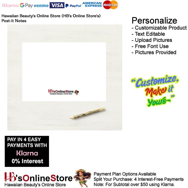 Post-it® Hawaiian Beauty's Online Store (HB's Online Store) (Hawaiian Beauty's Online Store (HB's Online Store) Post-It Notes 3.)