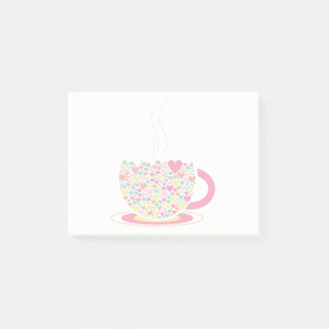 Post-it® Heart Coffee Cup Post It Note Pad (Devant)