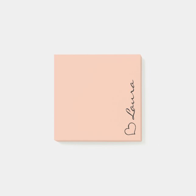 Post-it® Heart Your Name Script Custom Gift Sticky Notes (Devant)