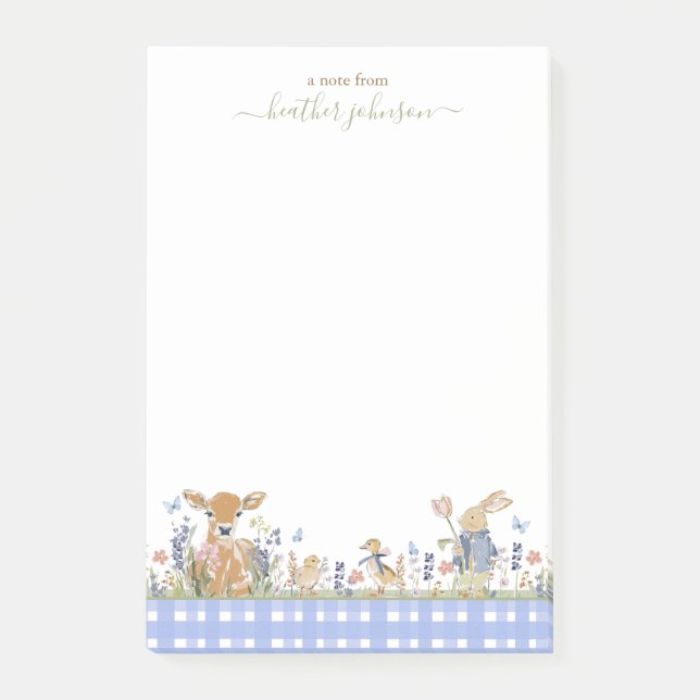 Post-it® Hearthlight Notes Printemps Douce Gingham de Prair (Devant)