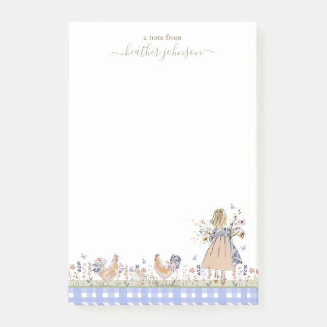 Post-it® Hearthlight Notes Printemps Doux Gingham de Prairi (Devant)