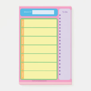 Post-it® Hebdomadaire coloré pour faire les notes collante