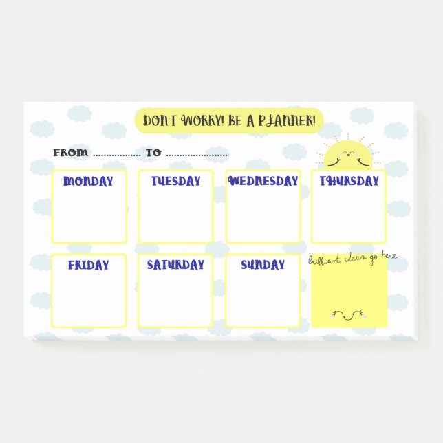 POST-IT® HELLO SUNSHINE - WEEK PLANNER (Devant)