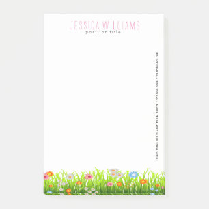 Post-it® Herbe Vert Printemps Et Fleurs Colorées