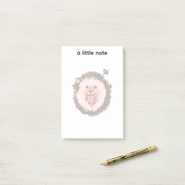 Post-it® Hérisson mignon dans les feuilles d'automne (Sur un bureau)