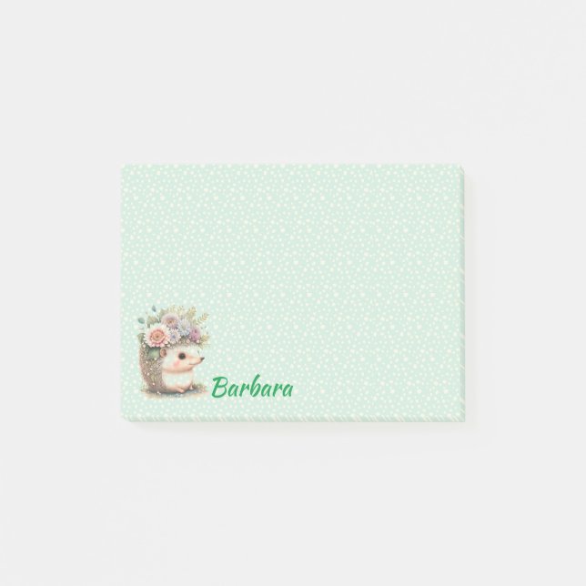 Post-it® Hérisson monogramme floral (Devant)